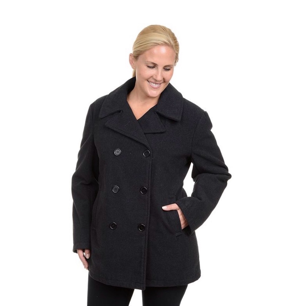 Calvin Klein Women's Black Wool Blend Pea Coat